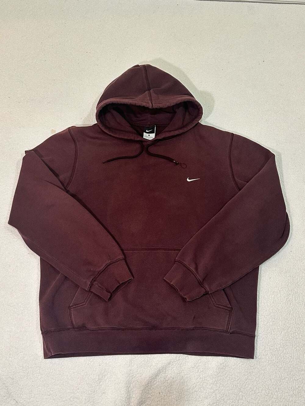 Nike Swoosh Embroidered Pullover Hoodie Maroon Size Large